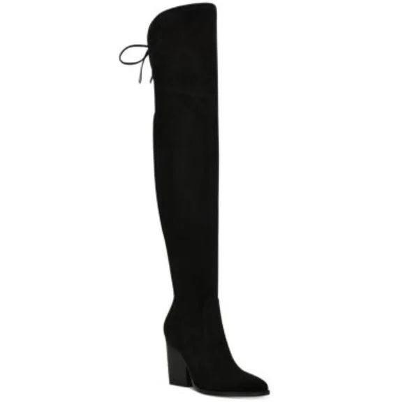 Marc Fisher LTD Okun Over The Knee Thigh Black Suede Boots - Picture 2 of 9